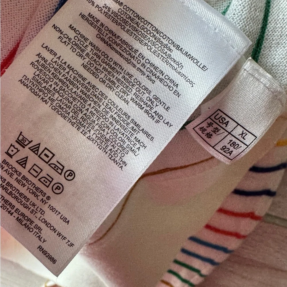 Brooks Brothers Rainbow Stripe Cardigan XL Preppy Coastal Grandmother Cute Soft